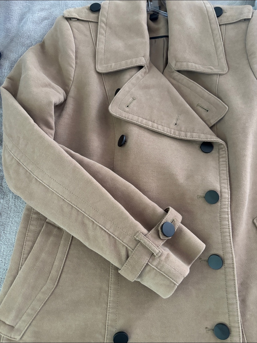 Mango MNG Suit Cotton Doble-Breasted Trench Coat Jacket Size L - Picture 3 of 12